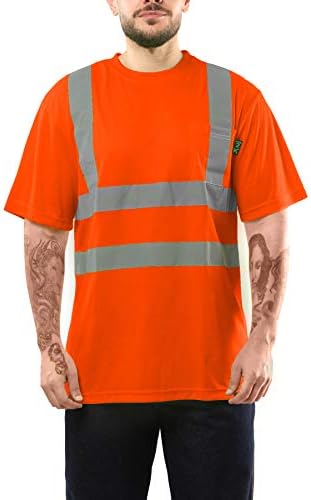 Kolossus 100% Polyester ANSI Class 2 Compliant High Visibility Short Sleeve Safety Shirt (Orange, Medium), Orange, M