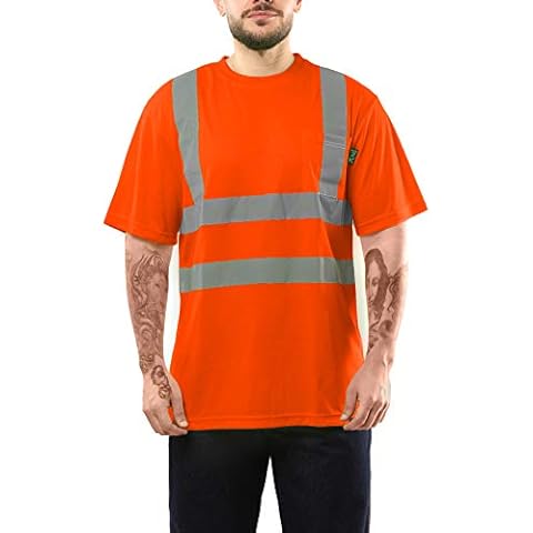 Kolossus 100% Polyester ANSI Class 2 Compliant High Visibility Short Sleeve Safety Shirt (Orange, Medium) Cover