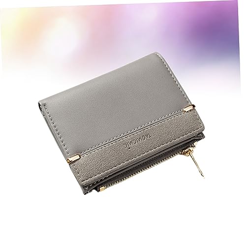 Portable Short Purse for Women Multi Functional Zippered Coin Holder Bag Fashion Wallet with Clasp for Business Cards and Cash Durable Grey Design4