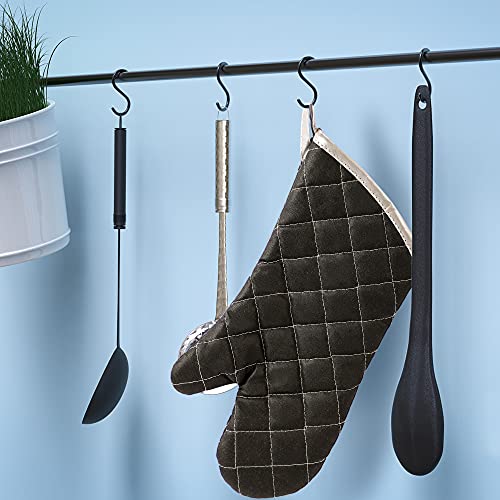 Oven Mitts Flame Retardant Mitts Heat Resistant To 425° F 15 Inch Black Color 2-Pack #TOP6