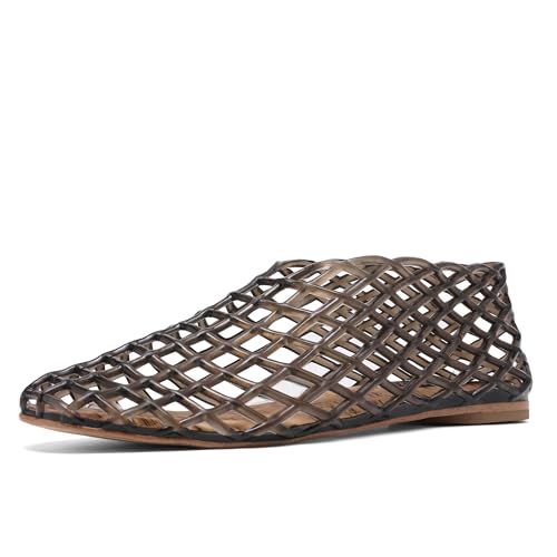 Jelly Mesh Ballet Flats - Comfortable Clear Jelly Shoes, Adult Women's Closed Toe Flats Sandals