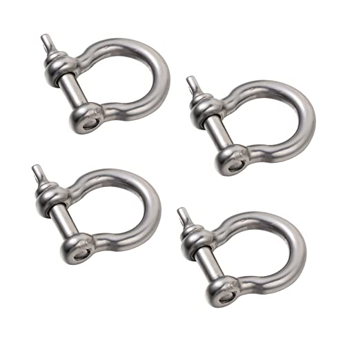 HEALEEP 4pcs Bow Buckle Bracelets Small Shackle Horseshoe Shackle Adjustable d Shackles Buckles Bow Shackle 5/16 Heavy Hose Lifting Shackles Spiral Gear Stainless Steel To Rotate