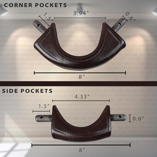 image for Collapsar Leather Pool Table Pockets, Set of 6 Billiard Shield Pockets