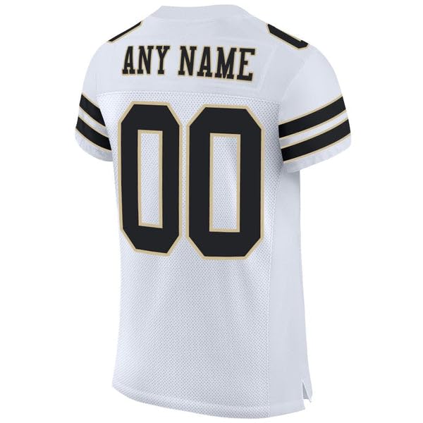 Personalized White Football Jersey, Football Jersey, Custom Football Jersey, White Black-Vegas Gold Mesh Football Jersey, Youth Football Jersey, Custom Jersey, Personalized Football Jersey