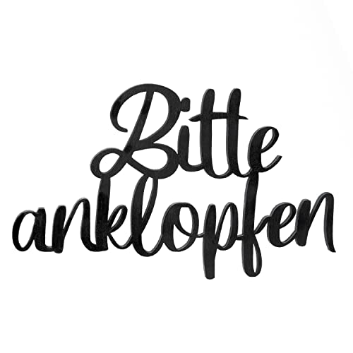 Logbuch-Verlag Türschild Bitte Anklopfen Schriftzug aus Holz schwarz Wort...