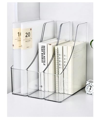 Image of MosQuick Set Of 2 Transparent Sturdy Desk Supplies Organisers Magazine File Holder For Office Acrylic File Rack File Organizer Study Table Accessories Book Holder Table Organizer For Study Table
