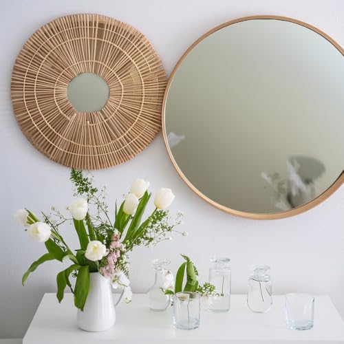 Image of Round Mirror Tiles for Glass Mirror Centerpiece or Crafts - Wall Mirror Decor (1, 9-Inch)