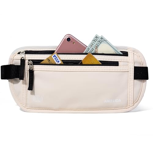 Image of Money Belt - Slim Passport Holder RFID Blocking Travel Wallet Undercover Fanny Packs for Men Women - Beige