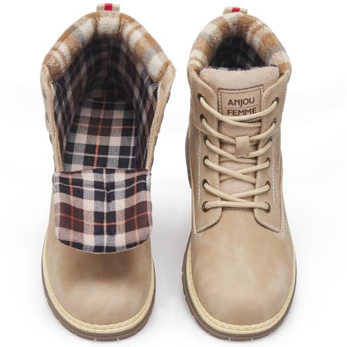Image of ANJOUFEMME Outdoor Hiking Boots for Women Waterproof - Womens Ankle Boots Lightweight Snow Winter Boots for Trekking Walking