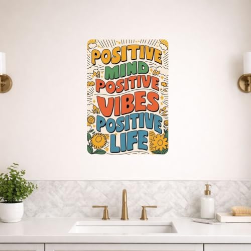 Image of Zesta Bathroom Decor Items Washroom Decor Tin Sign | Aesthetic Posters Wall Poster for Bedroom | Magnetic Cafe Decoration Items / Restaurant Decorations Items | Quirky Home Decor Bar Accent (Positive Mind)