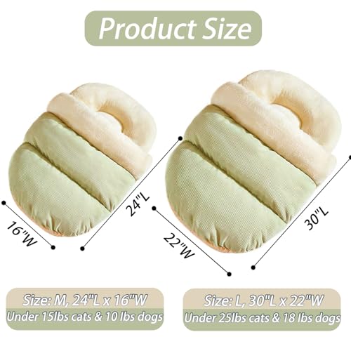 Bed for Dog and Cat, Pet Bed, Ultra Soft Cute Plush Slipper Cat Cave Bed, Anti Slip Warm Pet House Nest, Self-Warming, Ideal for Indoor Use - Fits up to 25lbs (30"X22", L, Green) - Image 3
