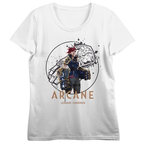 League of Legends Arcane Vi Gauntlet Icon Women's White Crew Neck