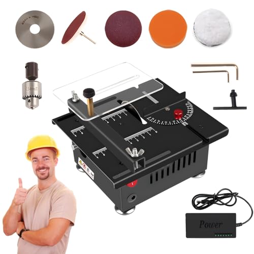 Mini Table Saw, Portable Electric Saw with 7 Speed Adjustable, 16MM Cutting Depth for Woodworking, DIY Hobby and Crafts