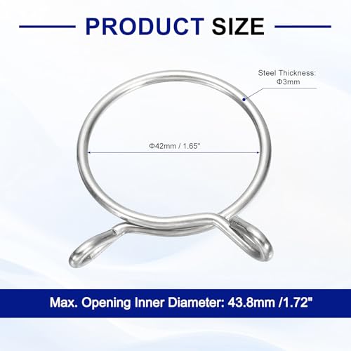Clips de manguera de linea de combustible de 42mm y abrazaderas tubos de agua uxcell acero 304 3