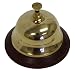 Solid Brass Front Desk Bell 3.75" on Wood Base Hotel or Counter Service