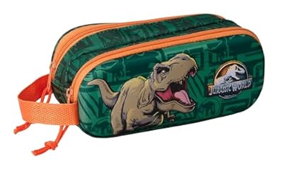 Safta Jurassic World 3D - Portatodo Doble 3D  Estuche Infantil  Estuche Niño  Ideal para Niños en Edad Escolar  Cómodo y Versátil  Calidad y Resistencia  21x6x8 cm
