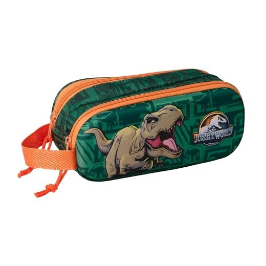 Safta Jurassic World 3D - Portatodo Doble 3D, Estuche Infantil, Estuche Niño, Ideal para Niños en Edad Escolar, Cómodo y Versátil, Calidad y Resistencia, 21x6x8 cm
