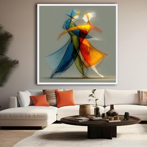 Lienzo abstracto de baile de tango que evoca la pasión del arte figurativo en casa 2