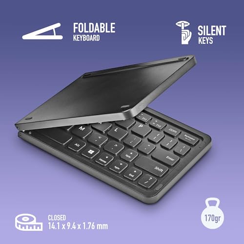 Miniatura 2 de Ngs Domino - Teclado Mini Idioma Francés Azerty Bluetooth, Recargable, Teclas Silenciosas, Multi-Sistema Ios Android Windows, 12 Teclas Multimedia, Batería 50hr, Compacto, Portátil, Plegable
