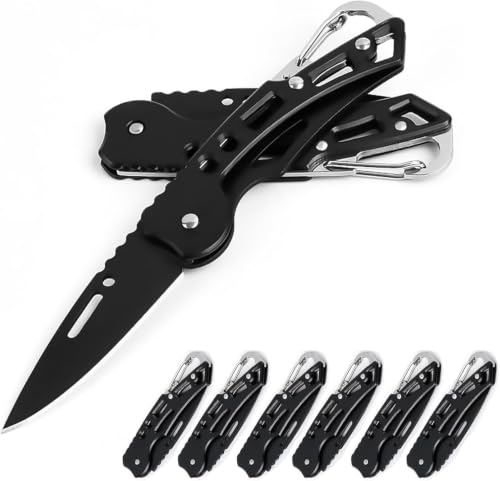 Image of Folding Utility Cutter, Stainless Steel Multipurpose Cutting Tool for Packaging, Carton Opening, Fruit & Vegetable Preparation, Craft, Office and Household Use (BLACK CARBON)