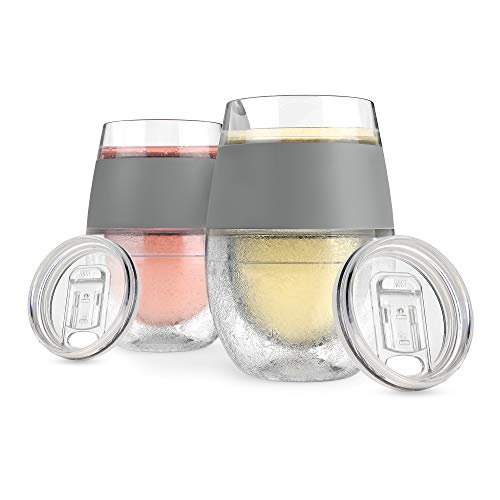 HOST Wine Freeze Cooling Cups, Insulated Wine Tumblers with Lids and