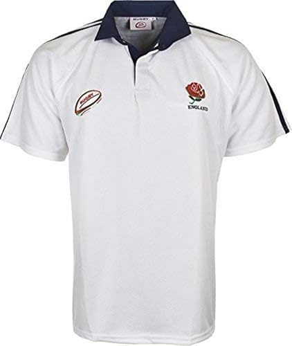 Image of New Model UK Mens England Rugby Half Sleeve T-Shirt | Button Down Collar Style | Size S to XXL (XL, White)