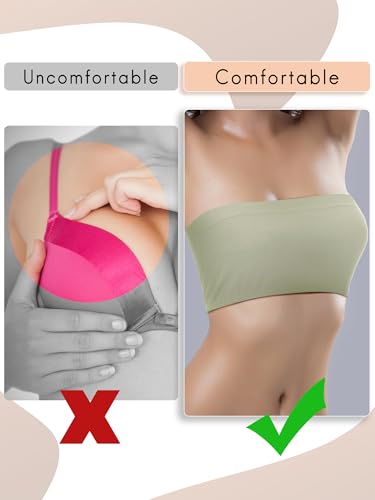 Image of Bencailor 8 /16 Pieces Bandeau Top for Women, Strapless Tubes Non Padded Seamless Bralettes Stretchy Sports Bra