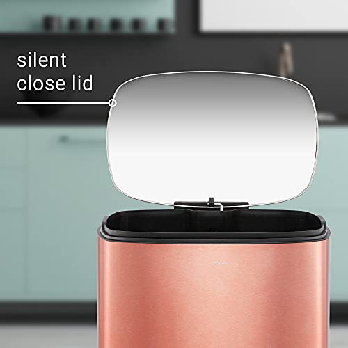 happimess HPM1006D Connor Rectangular Trash Can with Soft-Close Lid and Free Mini Trash Can, Modern Fingerprint Proof for Home, Kitchen, Office, Large:12.98 Gallon Small:1.3 Gallon, Rose Gold - Image 5