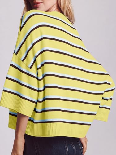 Image of Saodimallsu Womens Short Sleeve Sweater Oversized Cropped Sweaters Knit Top