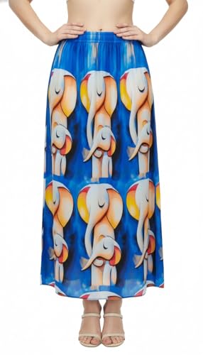 Image of VAGISHA Women's 4-Metre Flared Long Skirt | Skirts for Women Long Length | Long Skirts for Girls | Ethnic & Boho Printed Wear with Elastic Waist | Perfect for Party, Festive & Casual Look