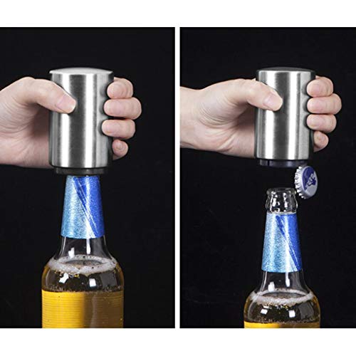Abridor automático de garrafas de cerveja com tampa magnética, aço inoxidável, prateado da homozy