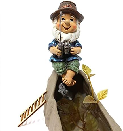 1PC Fishing Gnome Statue, Fishing Gnome Garden Statue Resin Gnome Figurine, Funny Lawn Garden Gnome Statue Outdoor Decoration, Creative Gnome Resin Figurine