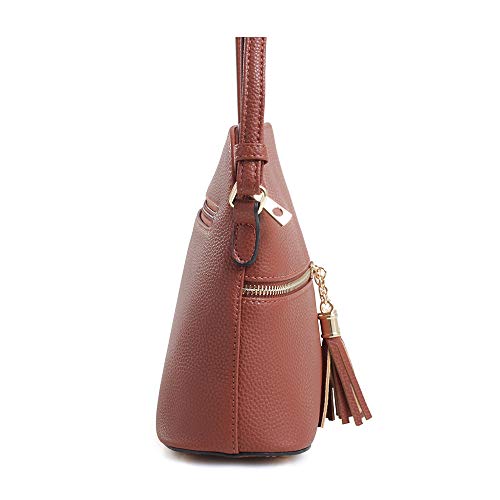 Image of SG SUGU Lunar Lightweight Medium Dome Crossbody Bag Shoulder Bag with Tassel | Zipper Pocket | Adjustable Strap