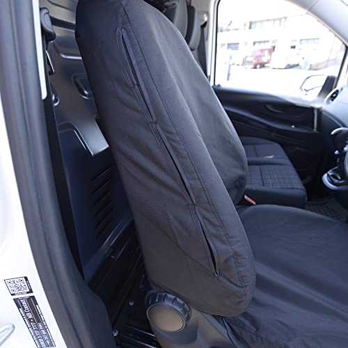 My Van Seat Covers | To Fit Mercedes Vito Seat Covers 2014 Onwards | Tailored Heavy Duty Waterproof | Front (Single/Double NO Split Passenger Seat) Black - MVSC382B - Image 4