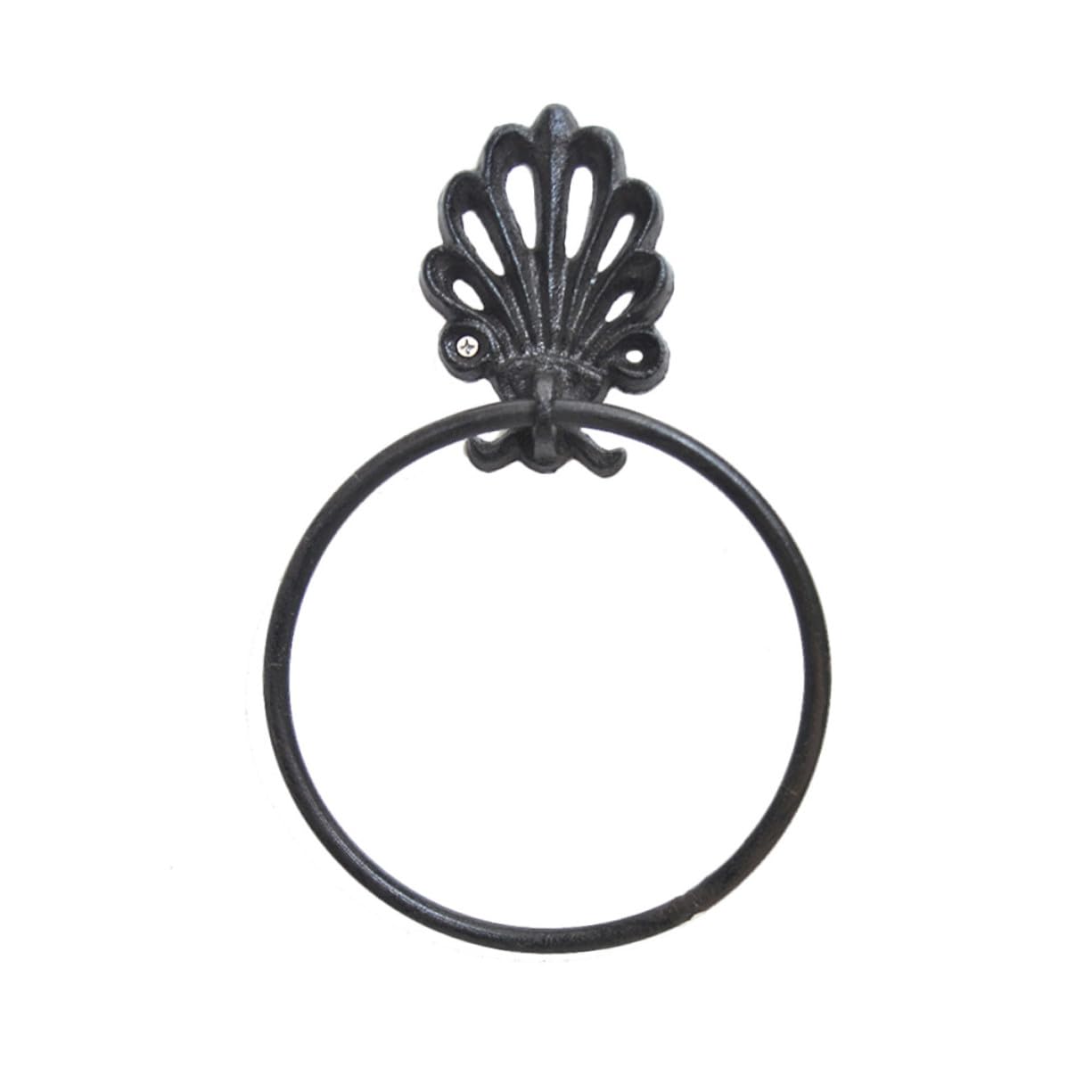 Gatuida Juego de 2 Toalleros de Hierro Forjado Anillo Redondo para Colgar Toallas, Diseño Retro Negro, Ahorro de Espacio para Baño Accesorios de Instalación