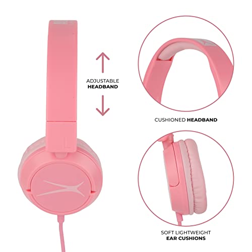 Altec Lansing Over The Ears Kids Headphones - Volume Limiting Technology For Developing Ears, Ages 6-9, Perfect For Learning From Home, Pink #TOP2