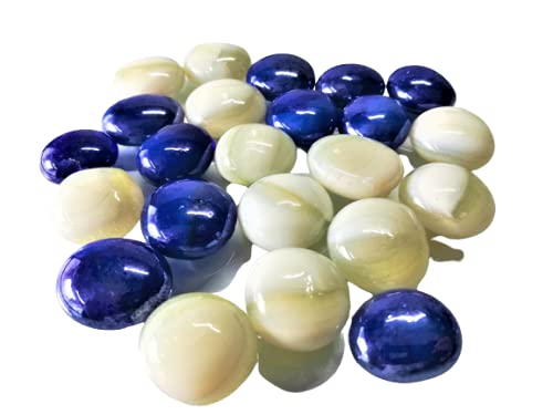 OMI Mixed Blue and White Opaque Round Glass Pebbles, Vase fillers Stone, Bead for Decorative vase, Fountain, Table, Aquarium (400g - Approx 55 Pieces)-image-34