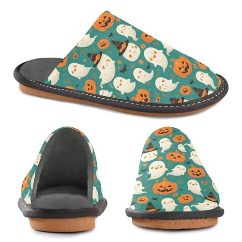 JUNZAN Halloween Ghosts Memory Foam Slippers for Women Men House Slippers for Bedroom Indoor3