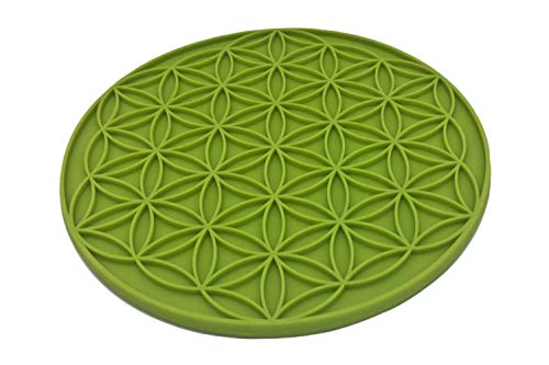 atalantes spirit Blume des Lebens Topfuntersetzer Silikon Fresh hitzebeständig - Farbe apfelgrün, Größe 18cm, rund, 1 Stück - Topflappen Lebensblume Cover