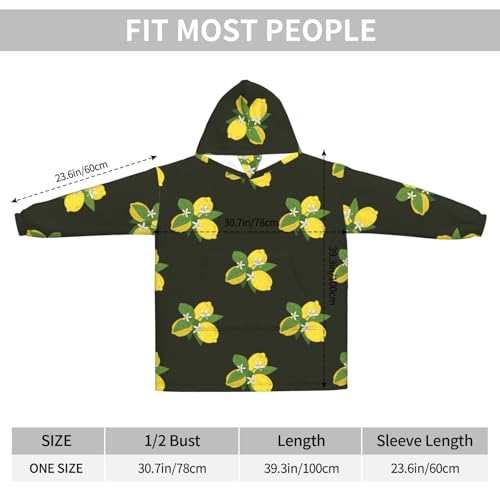 Sweat à capuche couverture imprimé citron et lys noir