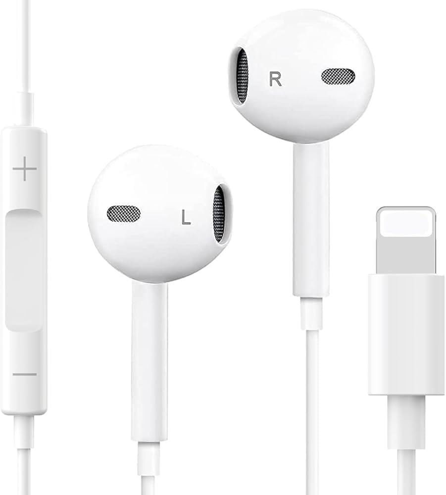 Sh-Protect Headphones for iPhone with Microphone and Volume Control - Earbuds for Music and Phone Calls, Compatible for iPhone 7/8/X/Xs/XR/se/11/12/13/14/Pro/Pro Max (Direct Use) (Lightng)