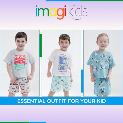 Image of Disney Boys' 2-Piece Tee and Shorts Set for Baby & Kids | Elastic Waistband Shorts, Soft Waffle Knit, Machine Washable