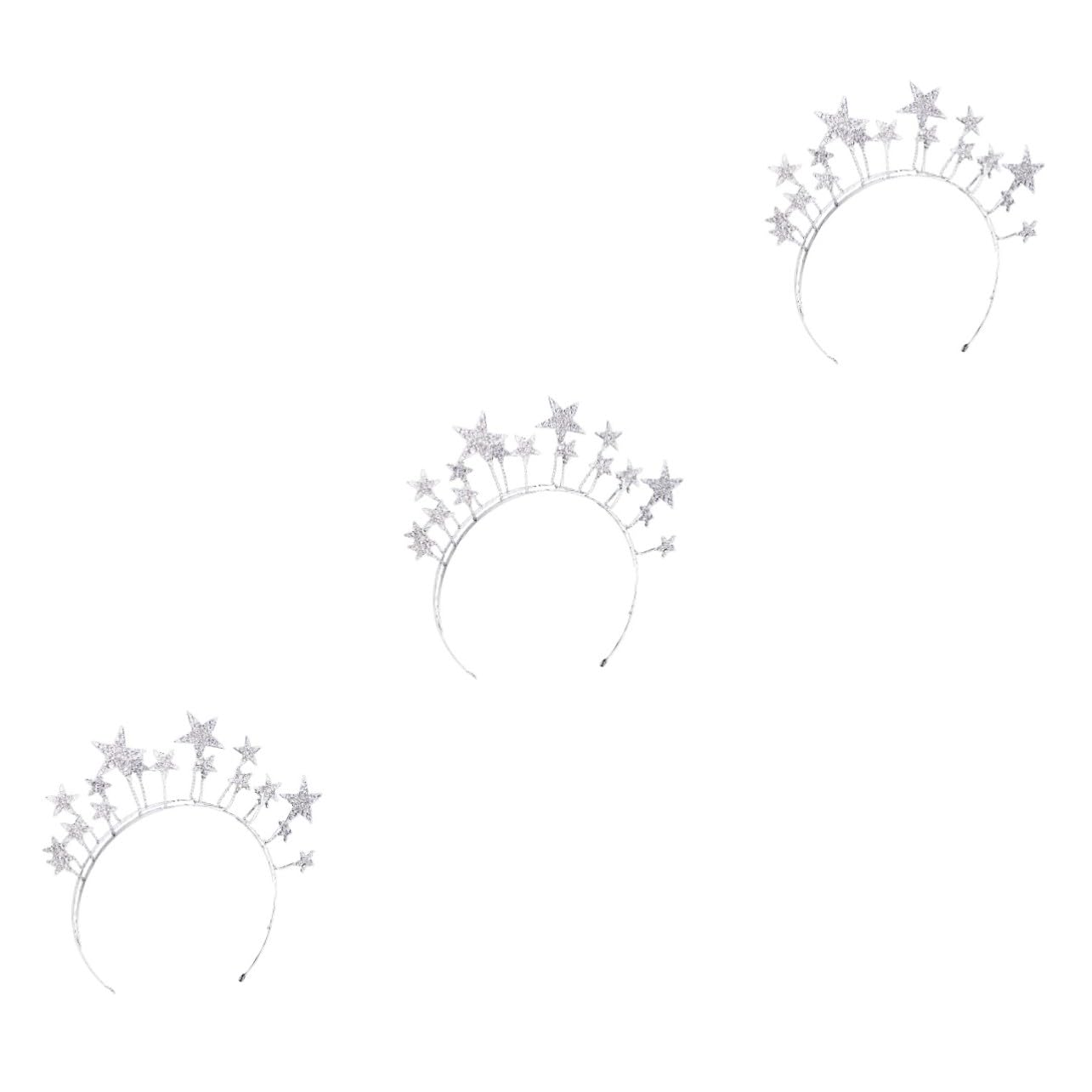 VICASKY 3 Pezzi Fascia Glitter Stelle Cinque Punte in Cerchietto per Sposa e Accessorio per Matrimonio Compleanno Tirare