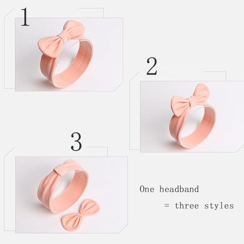 Soft Bow Headband for Baby Girls Newborn Bow-knot Elastic Hair Band Turban Toddler Infant Stretchy Headwraps Hair Bow Accessories for Baby Birthday Party Shower (Piont - Pink, Standard)4