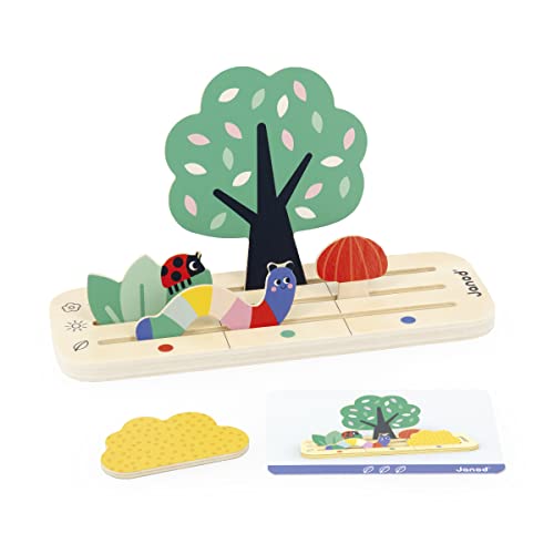 Janod, Pédagogie Range, Finding your Bearings in Space, The Garden, 9 FSC Wood Accessories + 12 Cards - Image 2