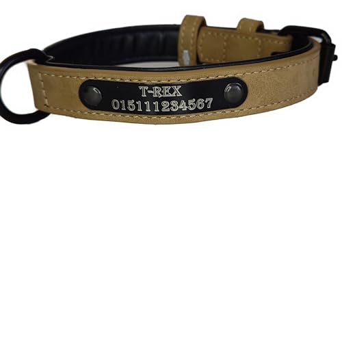 Jacks O Be Collier pour chien - Nom personnalisé - En cuir - Marron clair - Taille M – Image 4