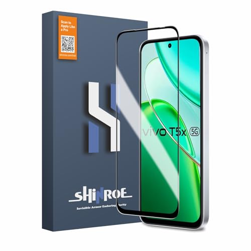 Image of Tempered Glass for Vivo T5x and iQOO Z11x (6.76 Inch) Military Grade 9H Screen Guard, Anti-Scratch, Shatterproof, Edge to Edge Full Coverage - Black Border
