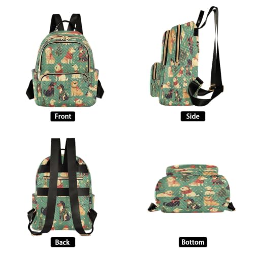 Bookbag vert compact style dessin animé : mini sac polyvalent