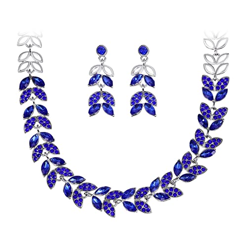 Juego de 3 joyas de hojas KnSam para mujer con pendientes plateados y circonitas