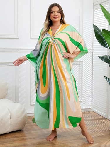 Image of Kaftan Dress for Women - Plus Size Caftan Maxi Beach Dress Moo Moos Loungewear, Swimsuit Cover Up for Beach, Pool or Vacation